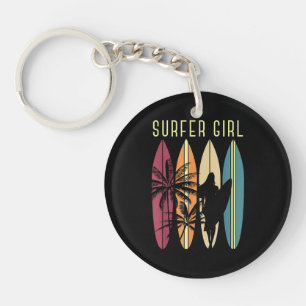 Surfer Girl Surfboard Surfing Women Girls Surf Oce Key Ring