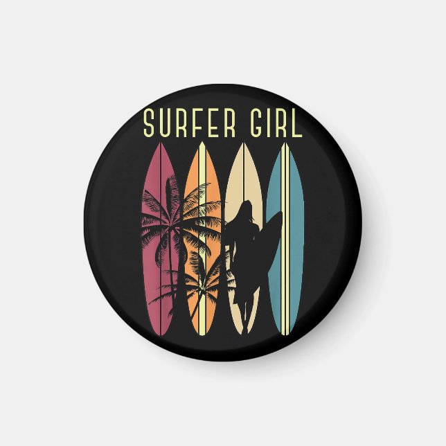 Surfer Girl Surfboard Surfing Women Girls Surf Oce Magnet (Front)