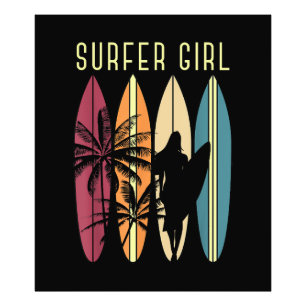 Surfer Girl Surfboard Surfing Women Girls Surf Oce Photo Print
