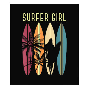 Surfer Girl Surfboard Surfing Women Girls Surf Oce Photo Print