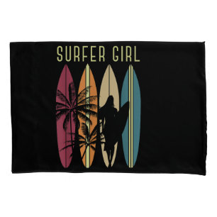 Surfer Girl Surfboard Surfing Women Girls Surf Oce Pillowcase