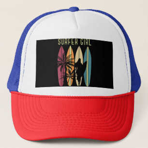 Surfer Girl Surfboard Surfing Women Girls Surf Oce Trucker Hat