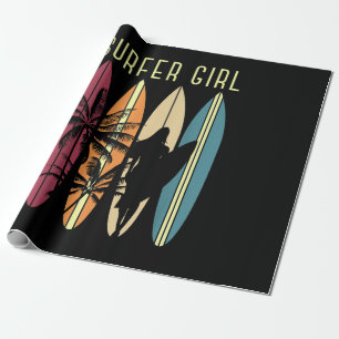 Surfer Girl Surfboard Surfing Women Girls Surf Oce Wrapping Paper