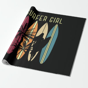 Surfer Girl Surfboard Surfing Women Girls Surf Oce Wrapping Paper