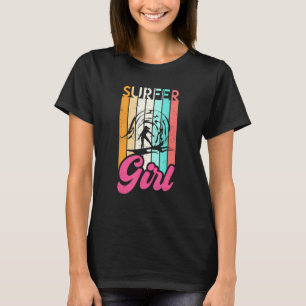 Surfer Girl Surfboard Women Surf Ocean Retro Surfi T-Shirt