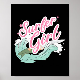 Surfer Girl Surfing Poster
