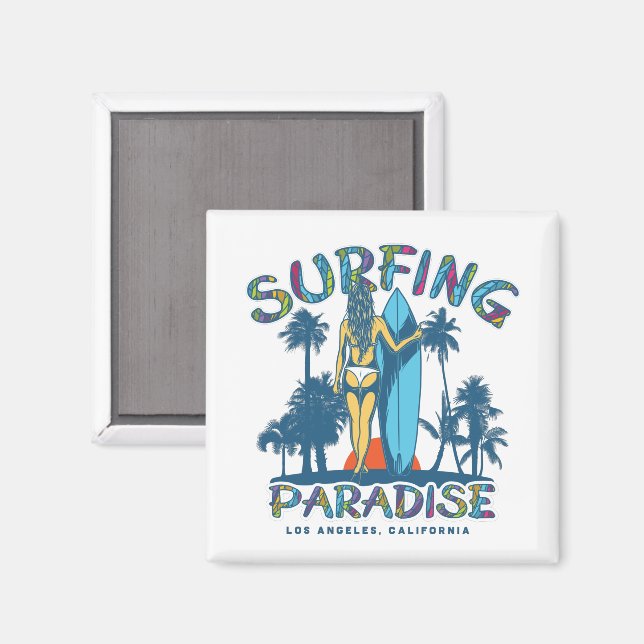 Surfer Girl Vintage California Magnet (Front/Back)