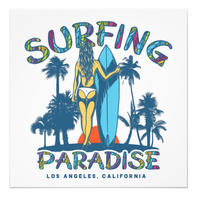 Surfer Girl Vintage California Photo Print (Front)