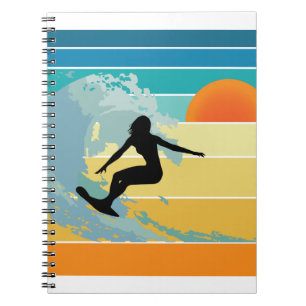 Surfer Girl Vintage Sunset Notebook