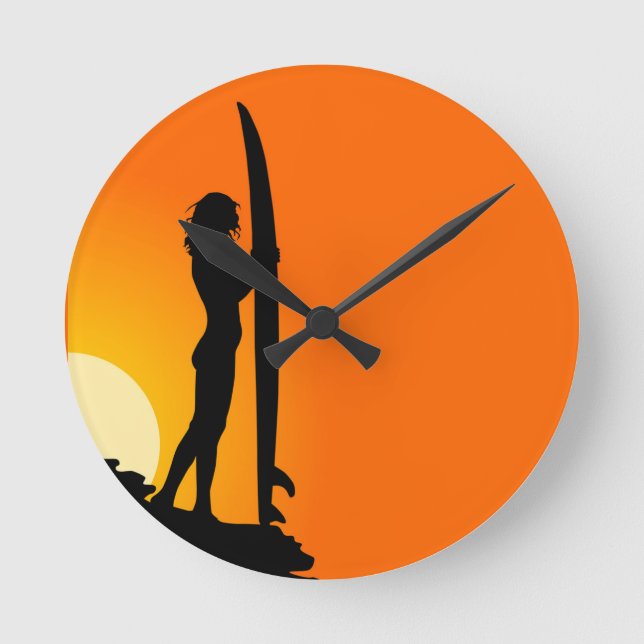 Surfer Girl Wall Clock (Front)