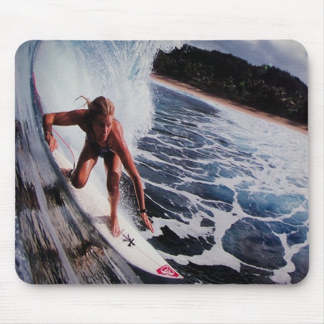 Surfer Girl Wave Riding in Australia water sports  Mouse Pad (Front)