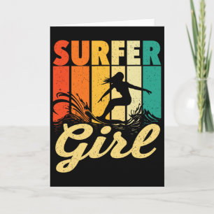 Surfer Girl - Waves Surfing Trainer Surfboard Love Card