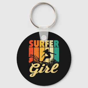 Surfer Girl - Waves Surfing Trainer Surfboard Love Key Ring