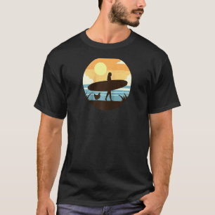 Surfer Girl Woman & Chicken Hen Retro Vintage Surf T-Shirt