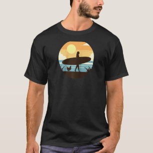 Surfer Girl Woman & Chicken Hen Retro Vintage Surf T-Shirt