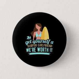 Surfer Girlfriend 6 Cm Round Badge