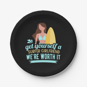 Surfer Girlfriend Paper Plate