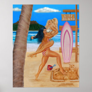 SURFER GIRLS CATFIGHT POSTER