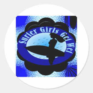 Surfer Girls Get Wet Classic Round Sticker