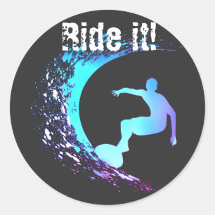Surfer Graffiti Style Classic Round Sticker