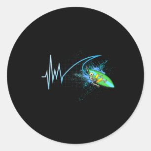 Surfer Heartbeat Wave Surfing Lover Gifts Classic Round Sticker