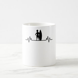 Surfer heartbeat waves surfing wave riding Gift Coffee Mug
