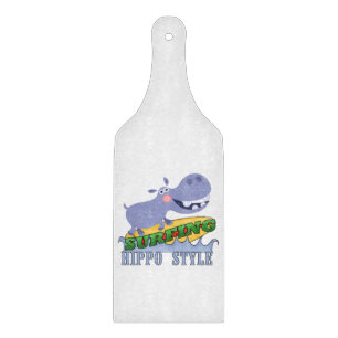 Surfer Hippopotamus Cutting Board