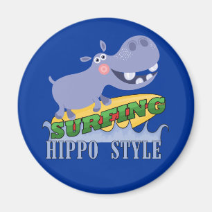Surfer Hippopotamus Magnet