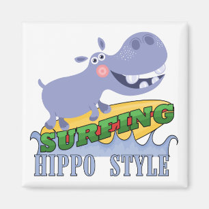 Surfer Hippopotamus Magnet