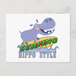 Surfer Hippopotamus Postcard