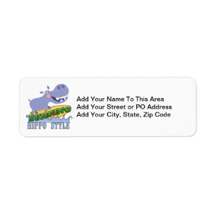 Surfer Hippopotamus Return Address Label