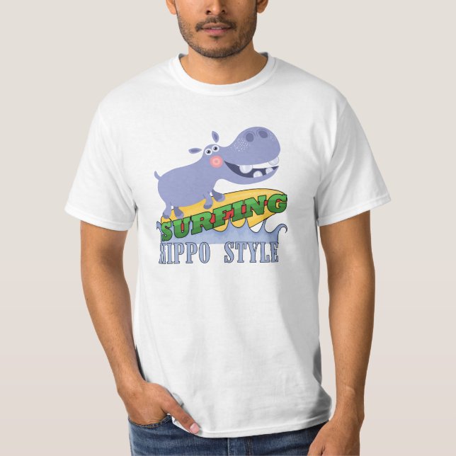 Surfer Hippopotamus T-Shirt (Front)