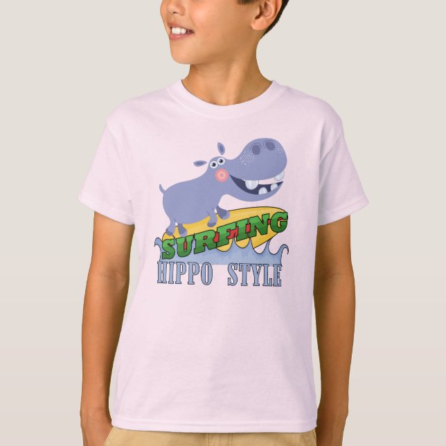 Surfer Hippopotamus T-Shirt (Front)