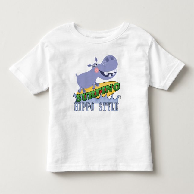 Surfer Hippopotamus Toddler T-Shirt (Front)