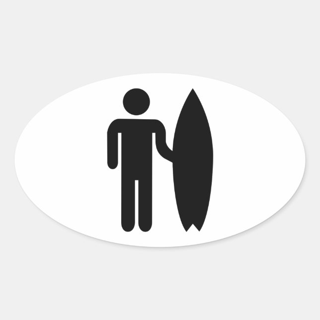 Surfer icon oval sticker (Front)
