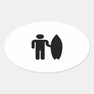 Surfer icon oval sticker
