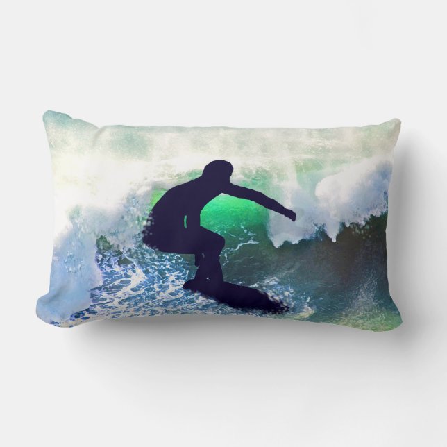 Surfer in a Big Crashing Wave Lumbar Cushion (Front)