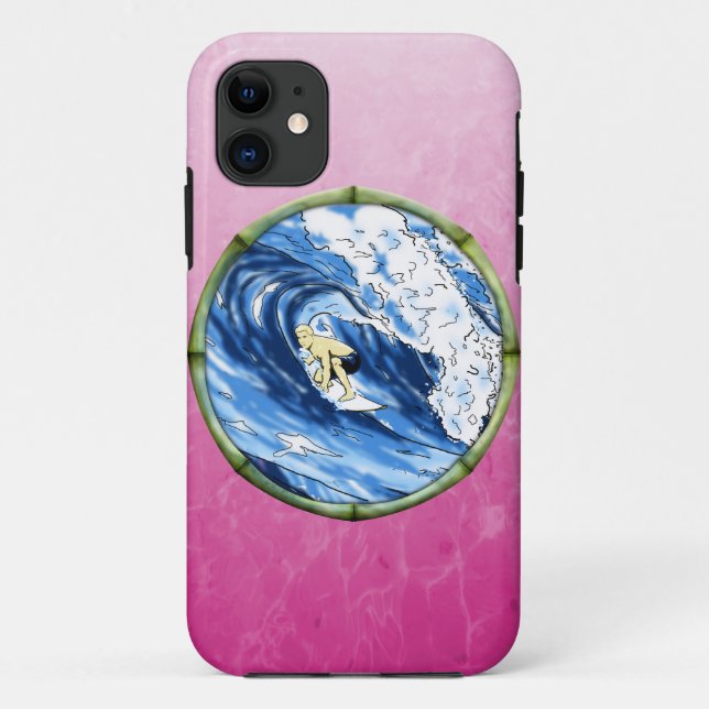 Surfer In Bamboo Circle Case-Mate iPhone Case (Back)