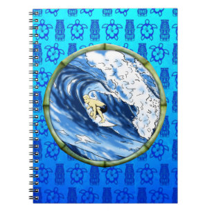 Surfer In Bamboo Circle Notebook