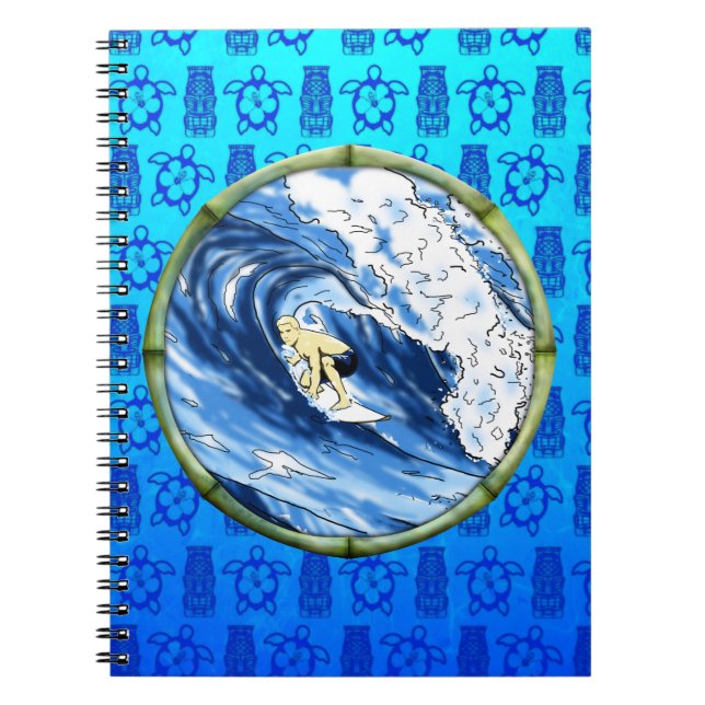 Surfer In Bamboo Circle Notebook (Front)