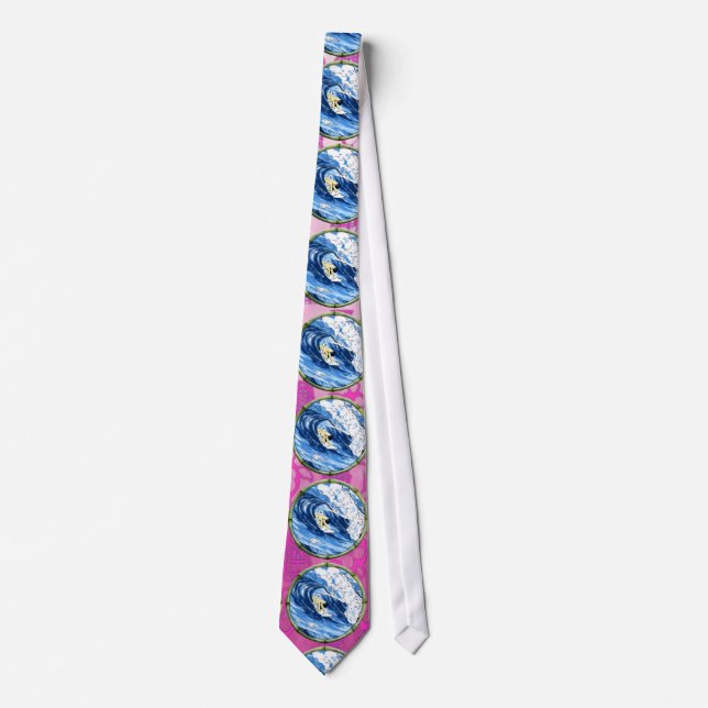 Surfer In Bamboo Circle Tie (Front)