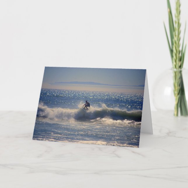 Surfer in Huntington Beach, California, Greeting C Card (Front)
