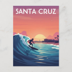 Surfer in Santa Cruz California Travel Postcard