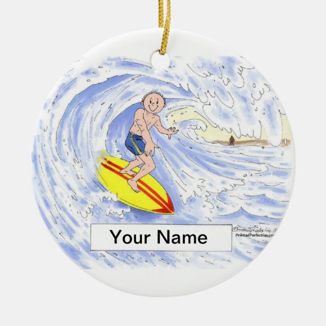 Surfer - Male Ceramic Tree Decoration (Front)