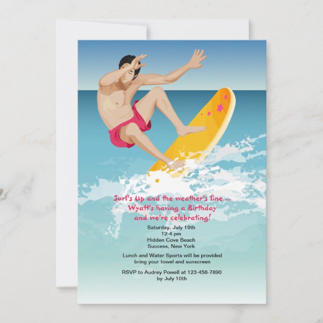 Surfer Male Invitation (Front)