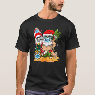Surfer Merry Christmas 2020 Surfing Santa Tropical T-Shirt