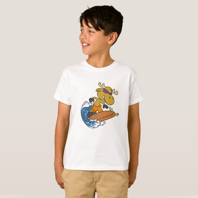 Surfer moose on Blue Ocean Wave | choose back colo T-Shirt (Front Full)