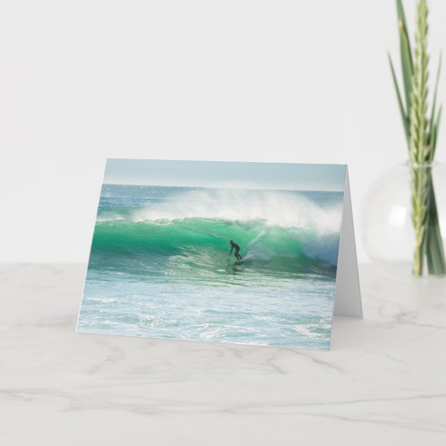 Surfer Ocean Surfing Tropical Vacation Card (Front)