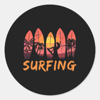 Surfer Ocean Water Sports - Surfboard Waves Surfin Classic Round Sticker