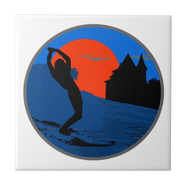 Surfer of Biarritz Ceramic Tile (Front)